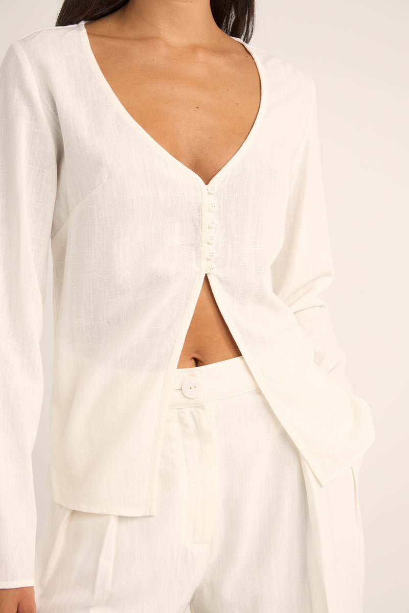 Kayla Long Sleeve Top White