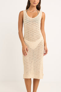 Maddie Knit Scoop Midi Dress Cream