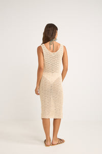 Maddie Knit Scoop Midi Dress Cream