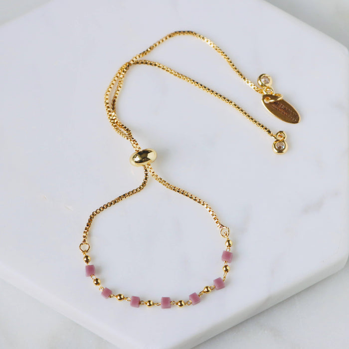 Beaded Mauve Adjustable Bracelet